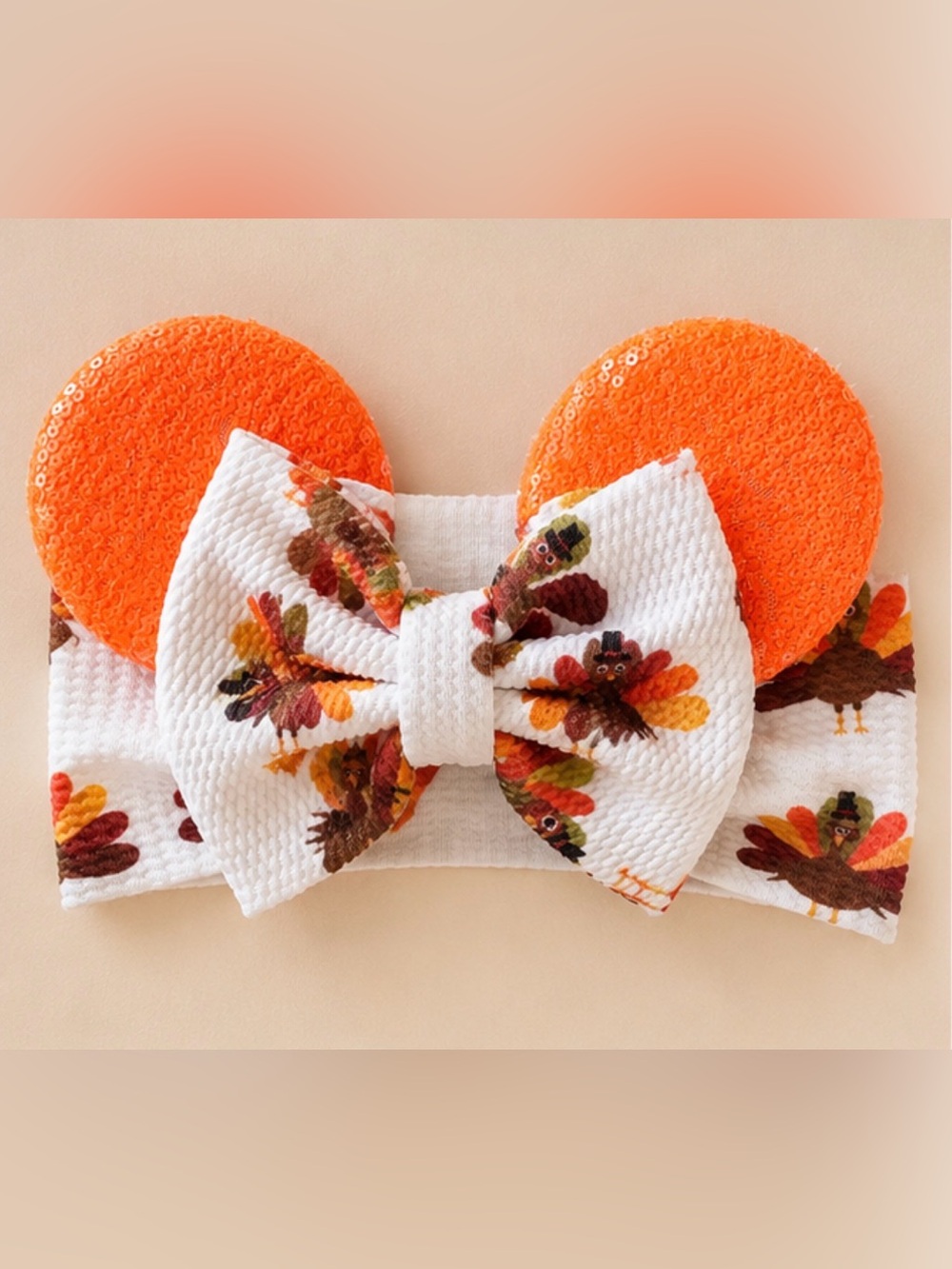 Disney-inspired Thanksgiving Turkey baby/infant/toddler headwrap & bow / sequins